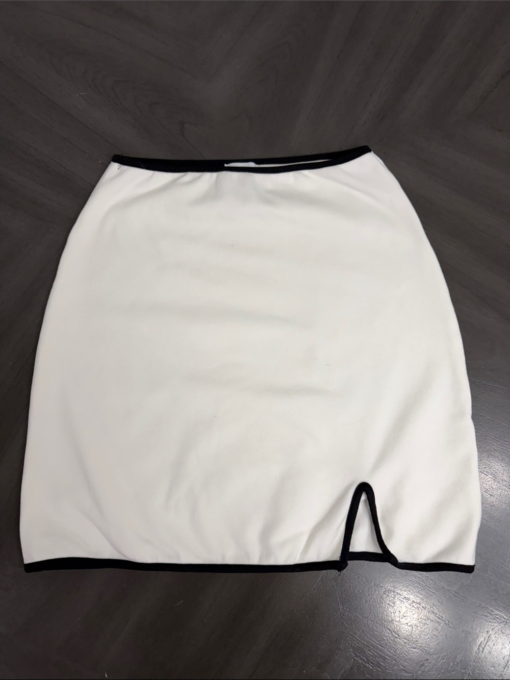 Princess Polly White Mini Skirt with Black Trim Accent